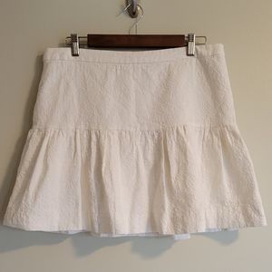 J. Crew Fit + Flare Ivory Cotton Mini Skirt, 14